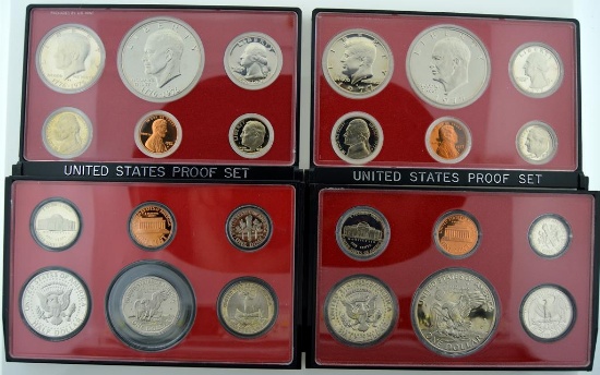 Lot of 4 US Proof Coin Sets: 1976, 1977, 1978, 1979