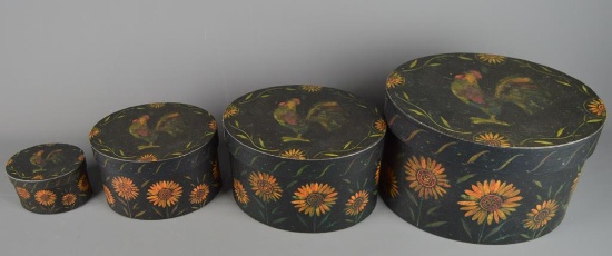 Lot of 4 Contemporary Nesting Rooster Boxes