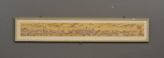Hand Tinted Paramaribo Surinam Etching Art Print, Framed