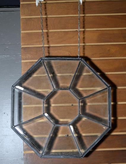 Octagonal Metal and Glass Decorative Hanging Panel