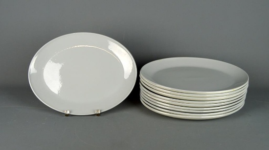 10 Steelite International Oval Steak Platters, Light Blue Grey Color