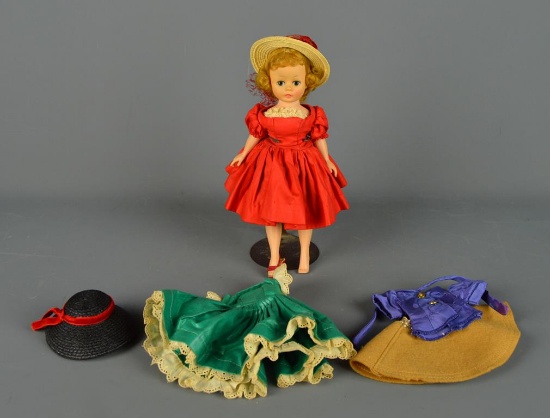 Vintage Madame Alexander “Cissette” Red Dress Doll, 9 In. H w/ Extra Clothes