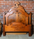 Antique 19th C. Walnut Full Size Bed Frame, Includes Original Rails, Slats