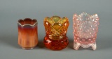 Lot of Three Collectible Glass Toothpick Holders: Fenton, Westmoreland