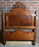 Antique 19th C. Walnut Full Size Bed Frame, Includes Original Rails, Slats