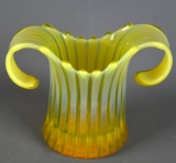 Fostoria Heirloom Yellow Vaseline Opalescent Two-Handled Vase