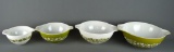 Set of 4 Collectible Avocado Pyrex Nesting Mixing Bowls