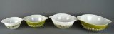 Set of 4 Collectible Avocado Pyrex Nesting Mixing Bowls