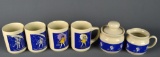 Set of 4 Morton Salt Advertising Coffee Mugs w/ Creamer and Lidded Sugar