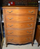 Vintage Drexel Furniture Pecan Wood 5 Drawer Dresser Chest, Lots 185 & 186 Match