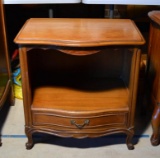 Vintage Drexel Furniture Pecan Wood 1 Drawer Nightstand, Lots 185 & 186 Match