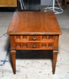 Vintage Pecan Wood 1 Drawer End Table