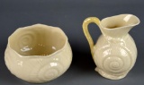 Two Belleek Ireland  Parian Porcelain “Nautilus” Open Sugar & Creamer