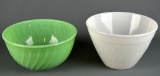 Lot of 2 Vintage Mixing Bowls: Fire King Jadeite Swirl & White