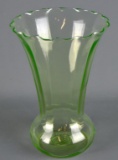 Antique Vaseline Glass 10” H Vase