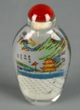 Vintage Chinese Reverse Painted Glass Snuff Bottle