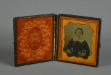 Antique Tin Type Of A Lady & Antique Frame