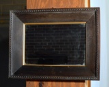 Vintage Wooden Frame Mirror, Dark Finish, Scalloped Border