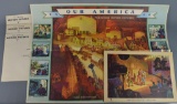 Vintage Coca Cola 1940s “Our America” Complete Educational Motion Pictures Poster Set 1-4, NC Wyeth