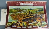 Vintage Coca Cola 1940s “Our America” Educational Steel Posters 2-4, NC Wyeth