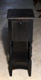 Black Painted Small Wooden Smoker's Stand w/ Door/Storage