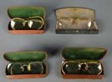 Lot of 4 Vintage Eyeglasses, Gold Filled Frames With Cases