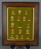 Small Collection of Foreign Coins As Shown, Framed