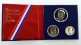 1976S Bicentennial Silver Clad Proof Set: Dollar, Half Dollar Quarter, Mint Packaging
