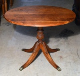 Vintage Brandt Federal Phyfe Style Tea Table, Brass Claw Feet