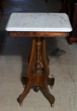 Antique Marble Top Small Stand, Caster Feet
