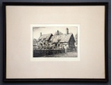 E. Mary Shelley (British, 20th C.) Cottage, Etching, Framed