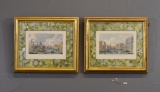2 Hand Tinted Etchings of Venice, Framed