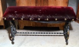 Antique Cast Iron Bench, Cushion Top