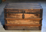 Antique 19th C. Oak Banded Steamer Trunk