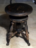 Parker Chair Co. Antique 19th  C. Iron & Glass Claw Foot Adjustable Piano Stool