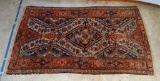 Handknotted Wool Area Rug, 5.25 x 3.2 Ft., Red, Blue & Ivory