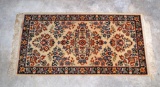 Wool Area Rug, 5.25 x 3.2 Ft., Red, Blue & Ivory