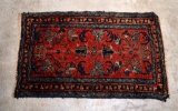 Handknotted Wool Area Rug, 3 x 1.67 Ft., Red & Blue