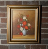 Cooper, __, 20th C., Roses Floral Still Life, Oil On Canvas, Framed