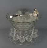 Fostoria American Lady Punch Bowl Set: Bowl, Stand, Under tray, 40 Cups, I.S. Ladle
