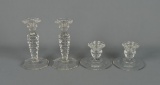 Two Pairs of Fostoria American Lady Candle Holders: 7 Inch & 4 Inch