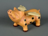 Cold Painted Cast Iron Flying Piggy Bank