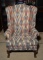 Chippendale Style Wing Chair By Carolina Custom Furniture, Ball & Claw Feet, Geometric Upholstery