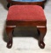 Mahogany Foot Stool w/ Red Upholstered Top