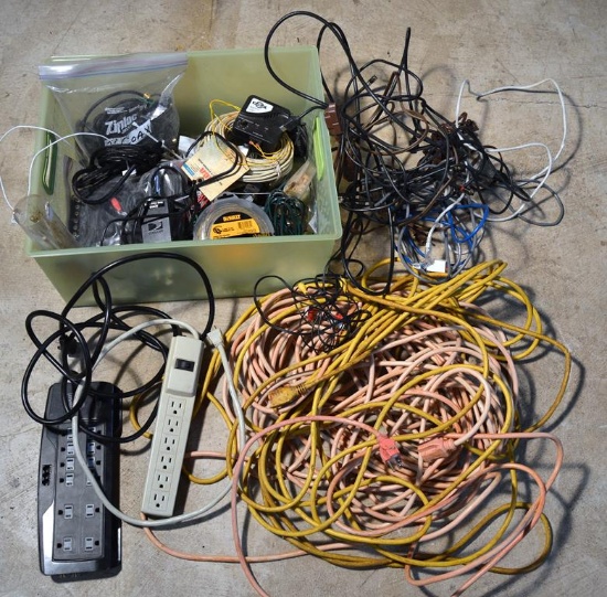 Lot of Extension Cords, Surge Protectors, and Other Wiring