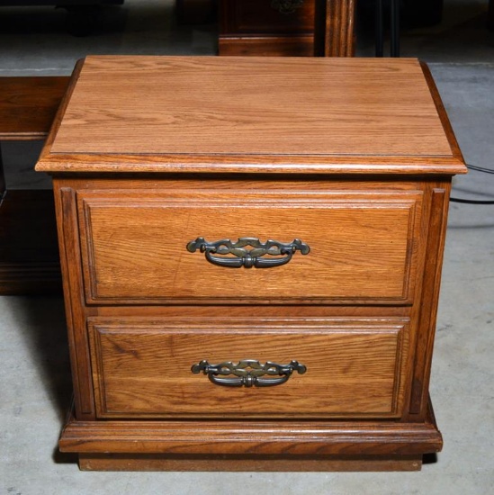 Oak Two-Drawer Night Stand