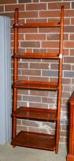Contemporary Cherry Wood Ladder Shelf