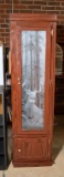 Contemporary Rifle & Ammo Storage Cabinet, Wood Finish, Etched Glass Door w/ Deer Design