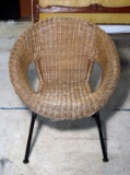 Vintage Modern Style Wicker & Metal Chair