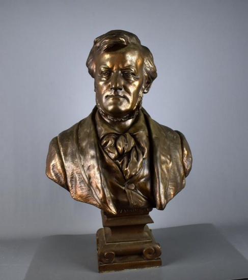 Bronze Bust of Richard Wagner, Signed “Rozelr” 19” H